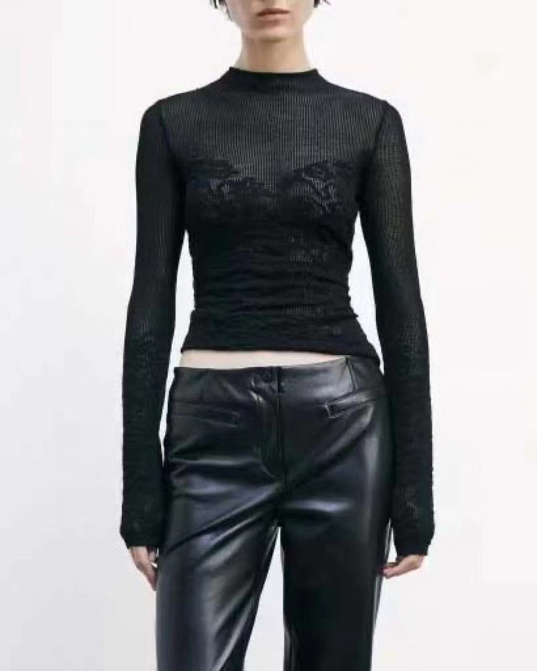 NO:622602,pa 2025 autumn and winter new knitted sweater, inlaid design, perspective effect sml,,alexander wang19860909pa 2025秋冬新款针织衫 镶花设计 透视效果 sml,,alexander wang,Women's clothing