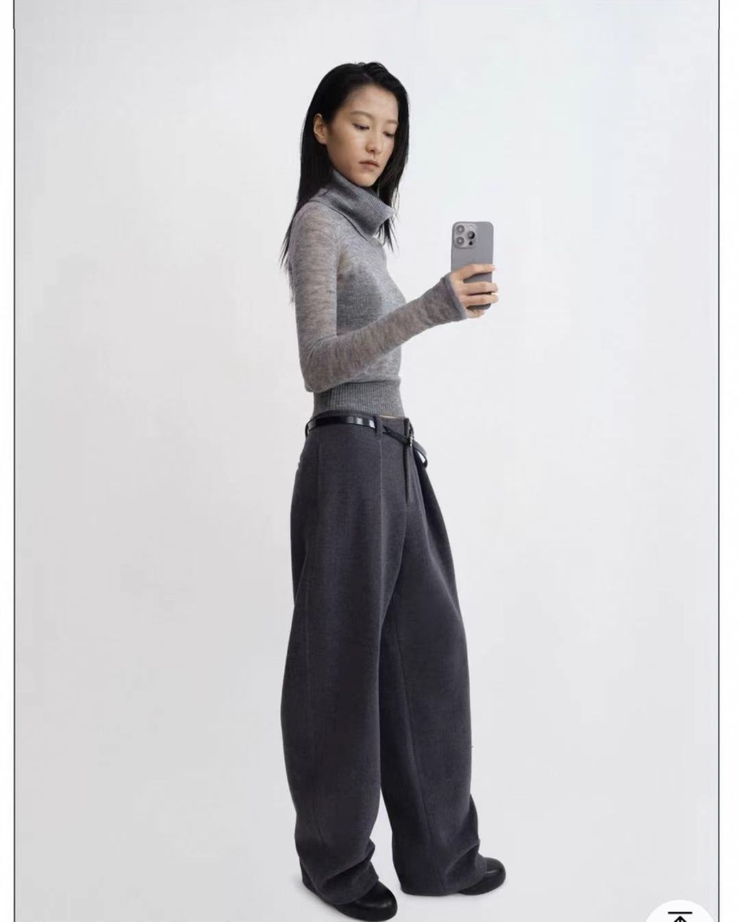 NO:686689,R A 2025 new autumn and winter misty alpaca blended ribbed pile collar sweater, gray/coffee/black.sml,,19860909R A 2025秋冬新款雾感羊驼毛混纺罗纹堆堆领针织衫 ,灰色/咖色/黑色.sml,,,Women's clothing