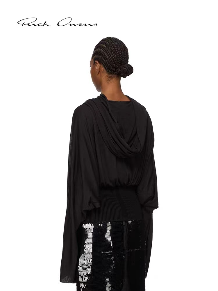 NO:697322,rick owens 2026 early spring new dark style design loose silhouette hooded sweatshirt top black apricot one size, hoodie, sweatshirts, hats,19860909rick owens 2026早春新款暗黑风设计感宽松廓形连帽卫衣上衣 黑色 杏色 均码,,hoodie,sweatshirts,hats,,Women's clothing