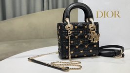 Dior AAA+
 Bags Handbags Top Sale
 Black Gold Sheepskin Lady Mini