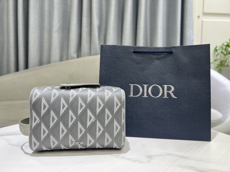 Wholesale Sale Dior Cosmetic Bags High Quality Happy Copy Grey Canvas Casual