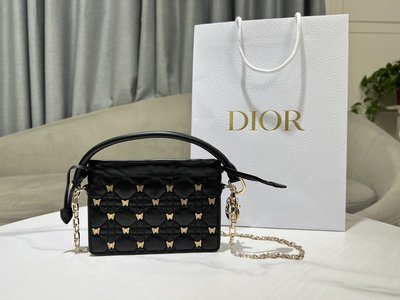 At Cheap Price Dior Bags Handbags Black Gold Resin Sheepskin Lady Chains