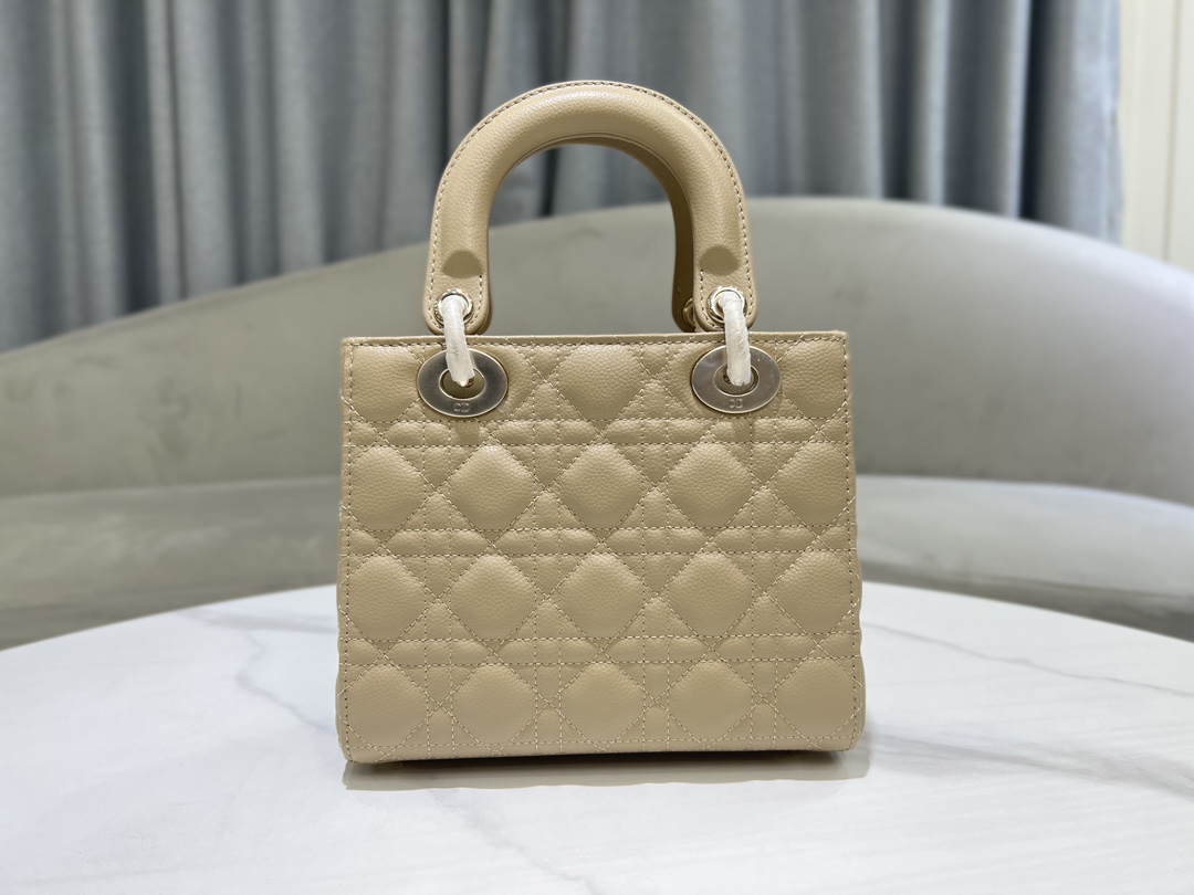 lady dior four grid cowhide ball pattern milk tea color gold buckle