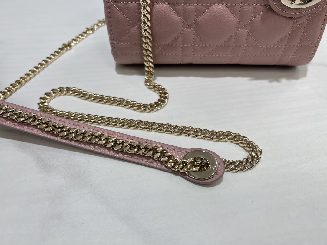 lady Dior three grid cowhide ball pattern cherry blossom pinkgold buckle
