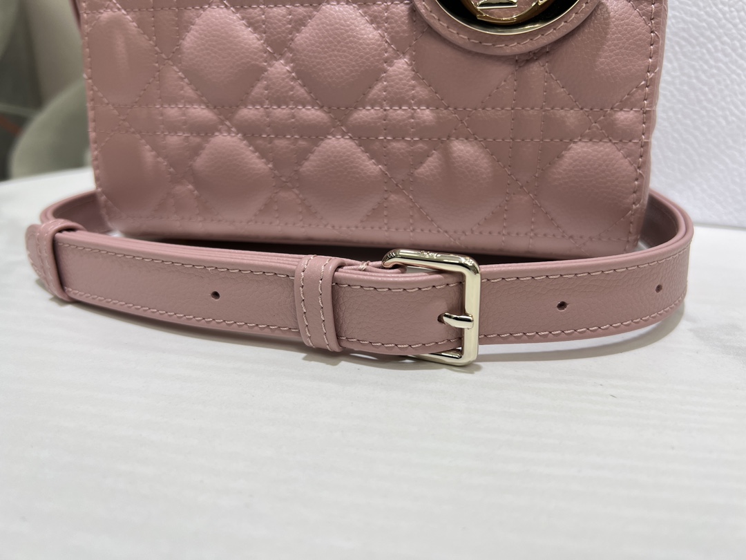 lady dior four grid cowhide ball pattern cherry blossom pinkgold buckle