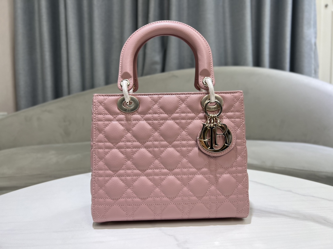 lady dior five grid cowhide ball pattern cherry blossom pinkgold buckle