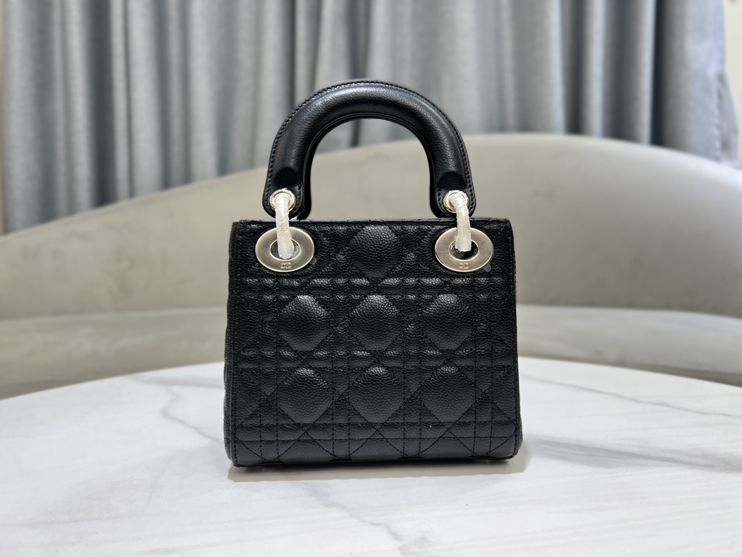 lady Dior three grid cowhide ball pattern black gold buckle