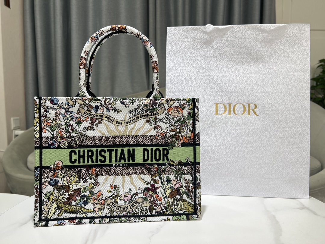 迪奥Dior顶级进口原厂刺绣购物袋中号绿太阳这款BookTote手袋由Dior女装创意总监玛丽亚嘉茜娅蔻