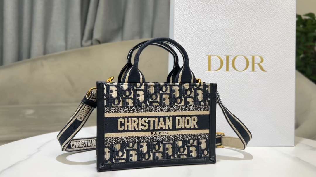 Dior Book Tote Handbags Tote Bags Online From China Blue Embroidery Cowhide Mini