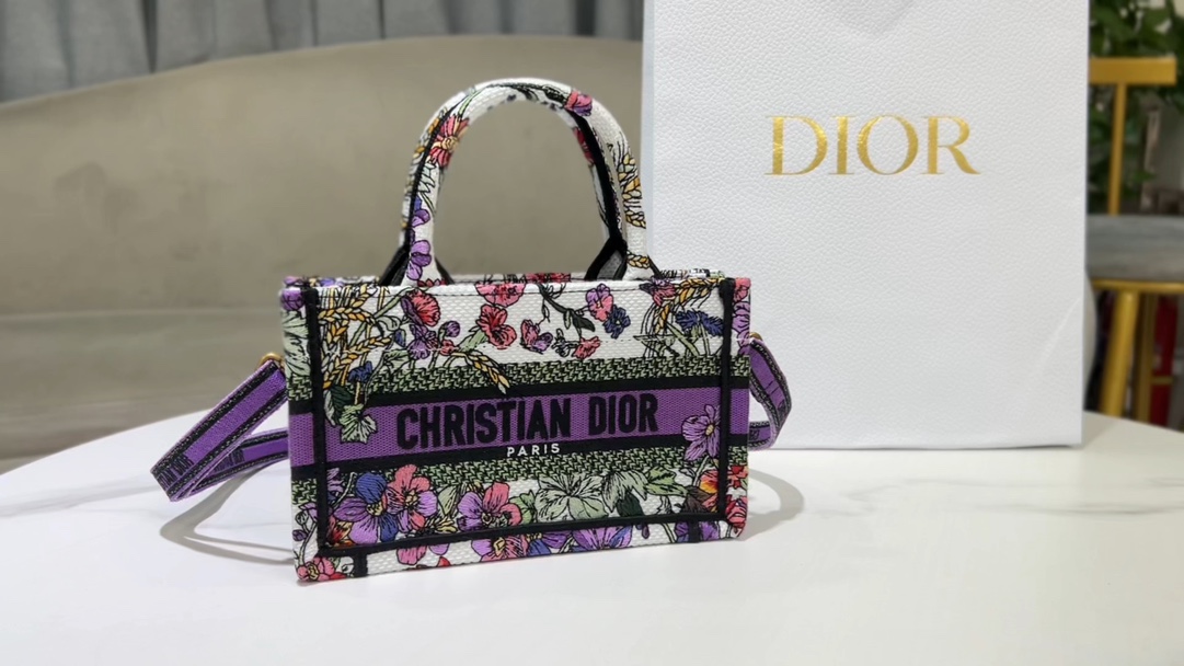 Dior Book Tote Handbags Tote Bags White Embroidery Mini