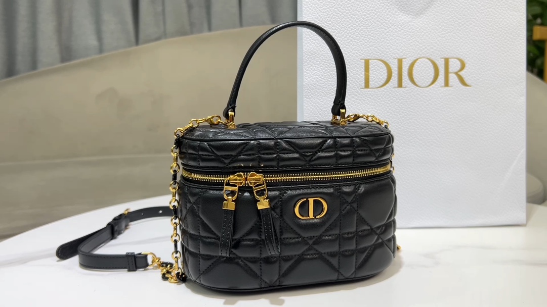 Dior Caro Bags Handbags Black Sheepskin Vanity