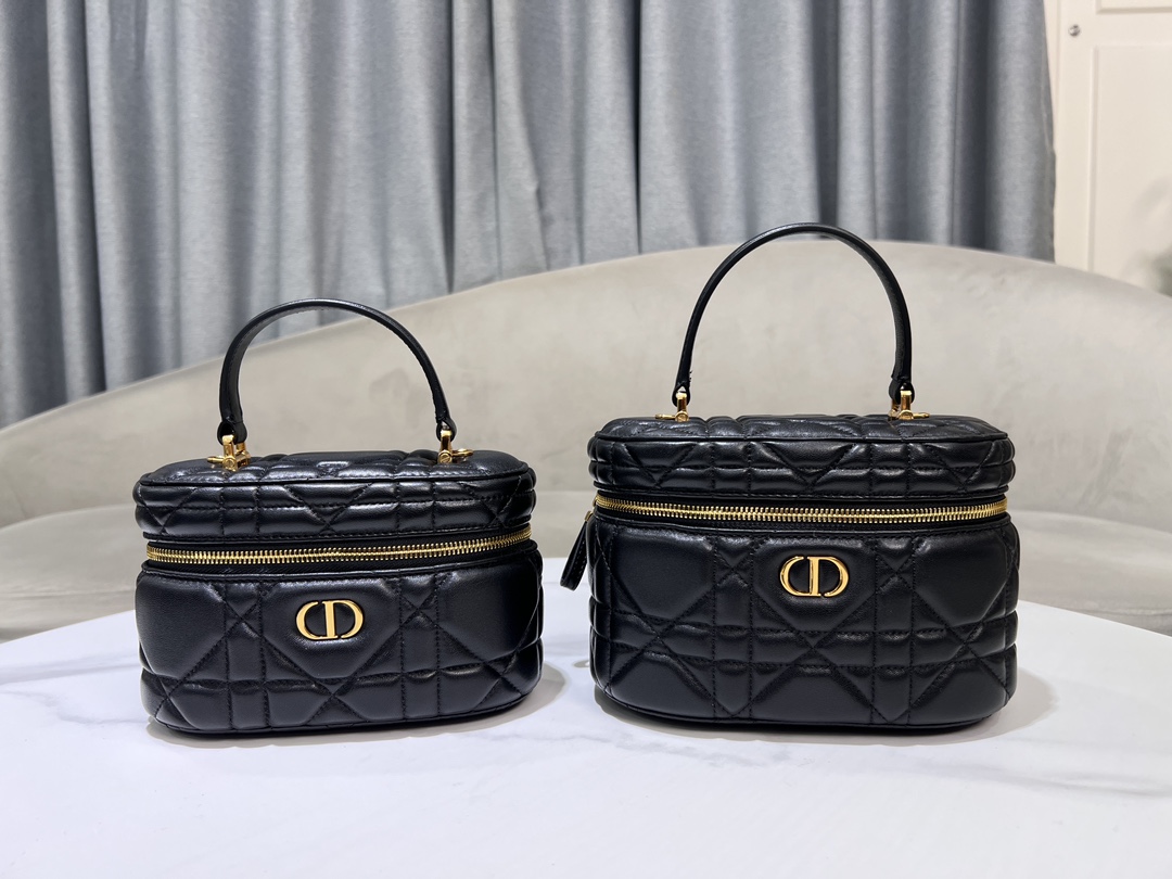 Dior Caro Bags Handbags Black Sheepskin Vanity Mini