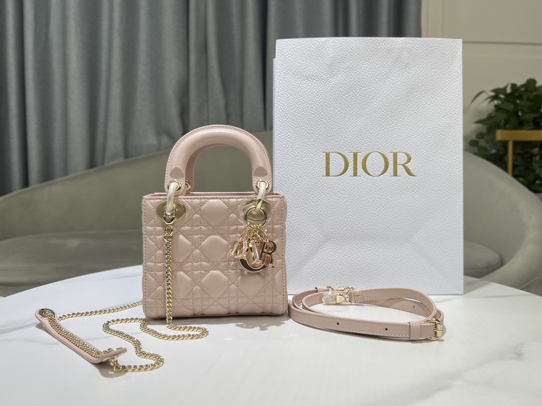 Dior 7 Star
 Bags Handbags Pink Embroidery Resin Sheepskin Lady Chains