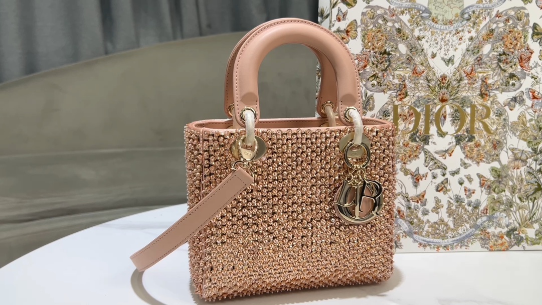 Dior Lady Di, or small embroidery beads, pink diamonds