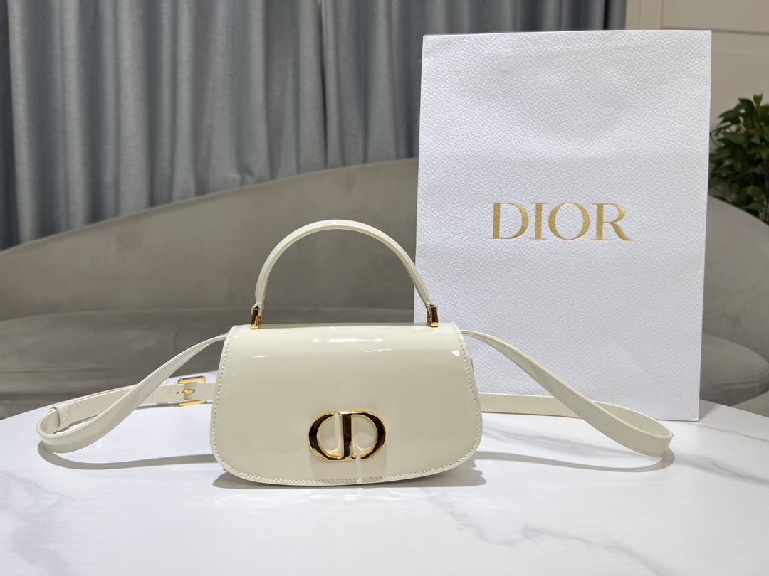 Dior Montaigne Avenue Taschen Handtaschen Gold Weiß Vintage Rindsleder Lackleder Winterkollektion