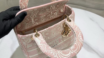 Lady Dior Pink Butterfly Embroidered Handbag, 24cm – Iconic Elegance