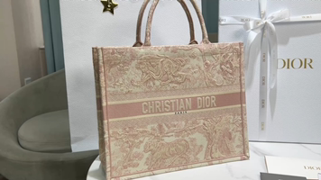 Christian Dior Large Pink Book Tote Bag, 41.5 x 35 x 18.5 cm