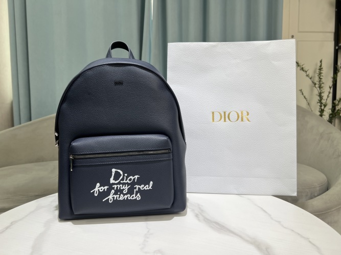 Dior Navy Blue Grained Leather 'Dior for My Real Friends' Backpack 1 Dior Navy Blue Grained Leather 'Dior for My Real Friends' Backpack