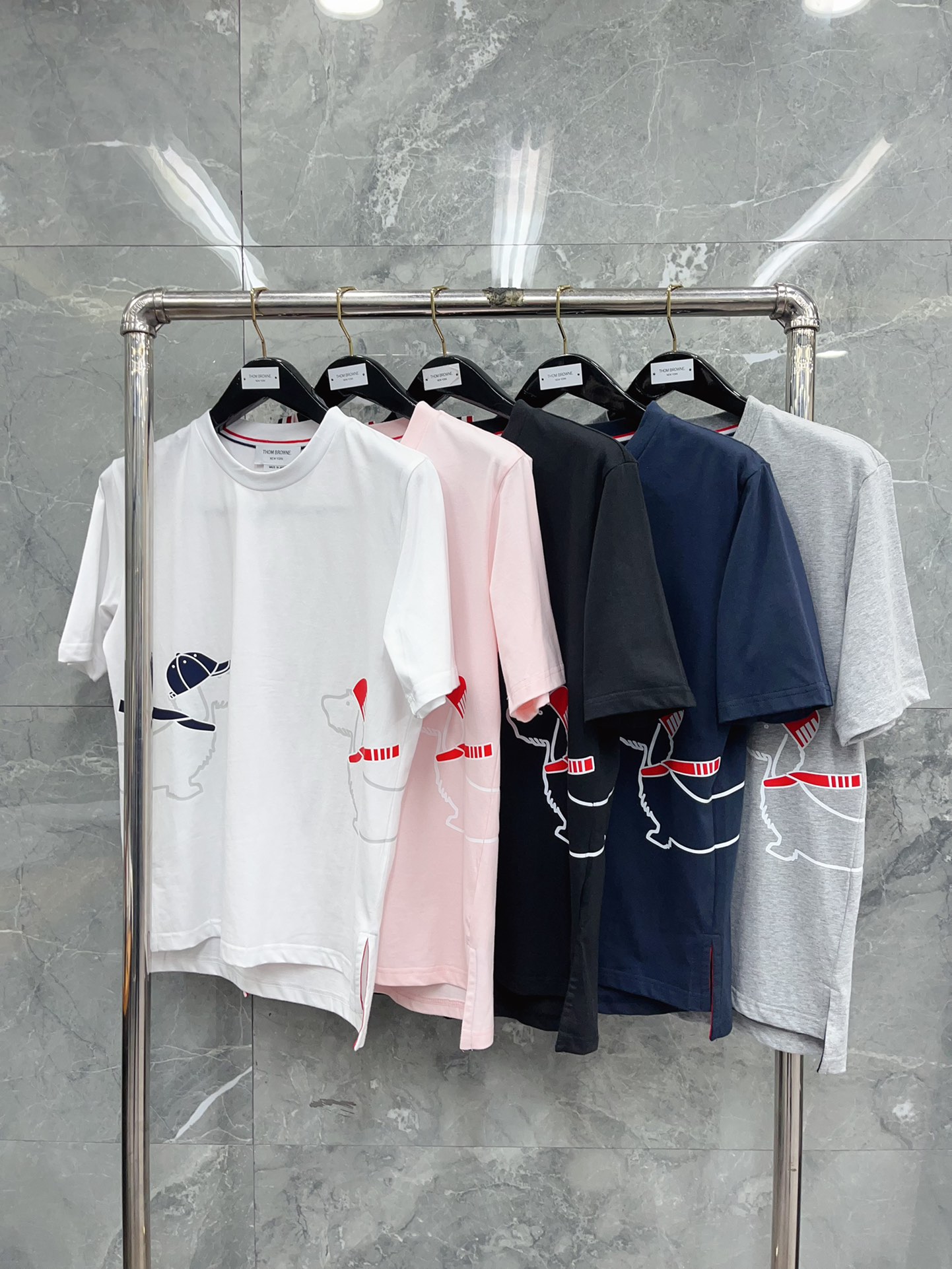 톰브라운 프린트 코튼 라운드넥 반팔 티셔츠 40550 Thom Browne T Shirt