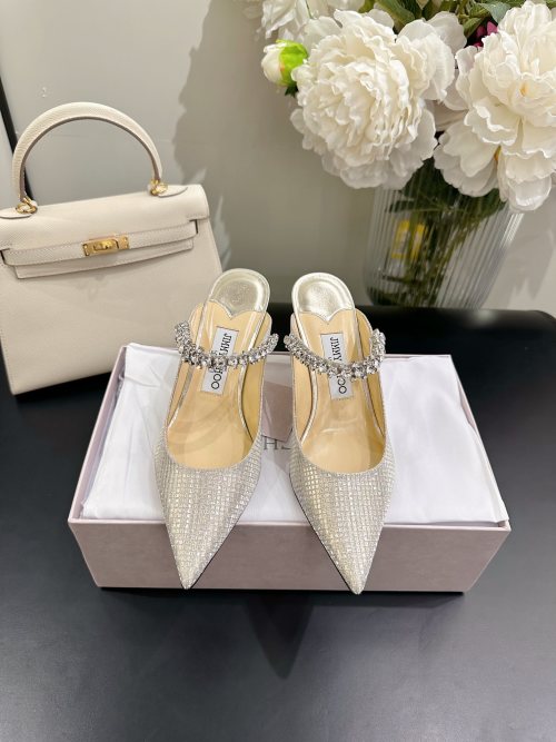 Jimmy Choo Special Glitter Pointed-Toe Slingback with Crystal Chain 1 Jimmy Choo Special Glitter Pointed-Toe Slingback with Crystal Chain