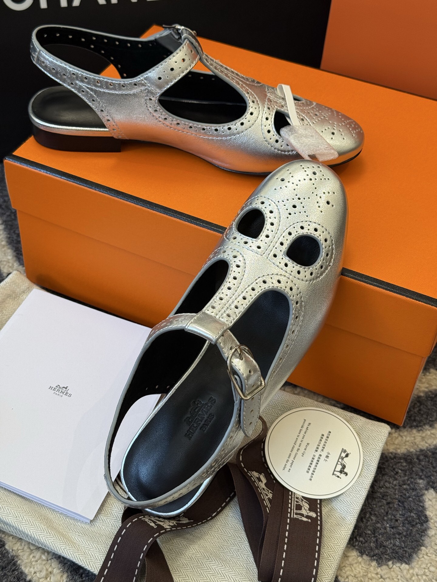 Hermes Silver Lambskin Mary Jane with Brogue Detailing - Sizes 35-41 5 i1749845901925 5159 0 3