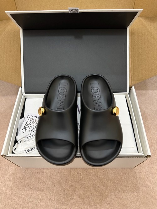 Loewe Paula's Ibiza Black Slide Sandals Summer Beach Holiday Essential