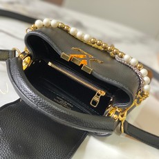 【广州货顶级原版】M28307本款Capucines迷你手袋为细腻Taurillon牛皮革浸染深邃色调, 【广州货顶级原版】M28307本款Capucines迷你手袋为细腻Taurillon牛皮革浸染深邃色调,