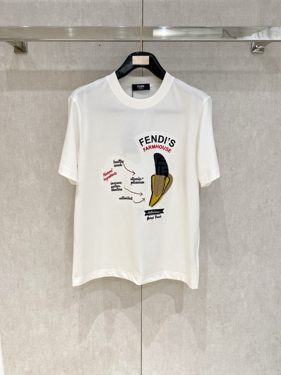 Fendi Men's White Cotton T-Shirt with 'Fendi's Farmhouse' Banana Graphic 1 i1735831918859 4519 0 0