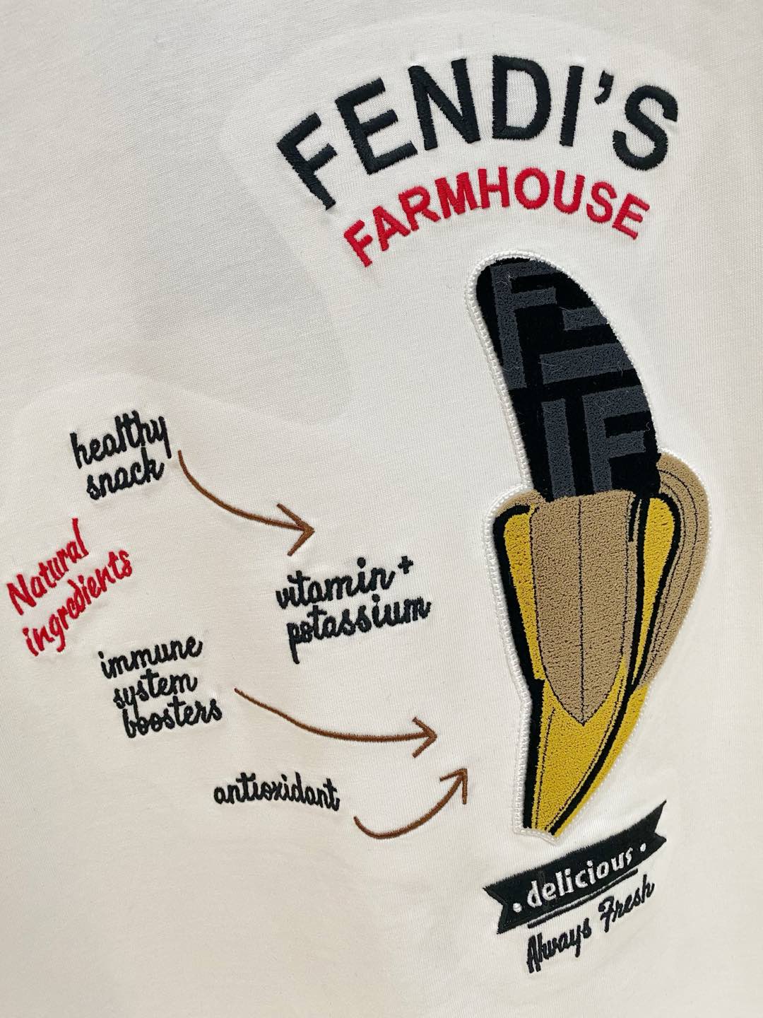 Fendi Men's White Cotton T-Shirt with 'Fendi's Farmhouse' Banana Graphic 4 i1735831927684 8391 0 3