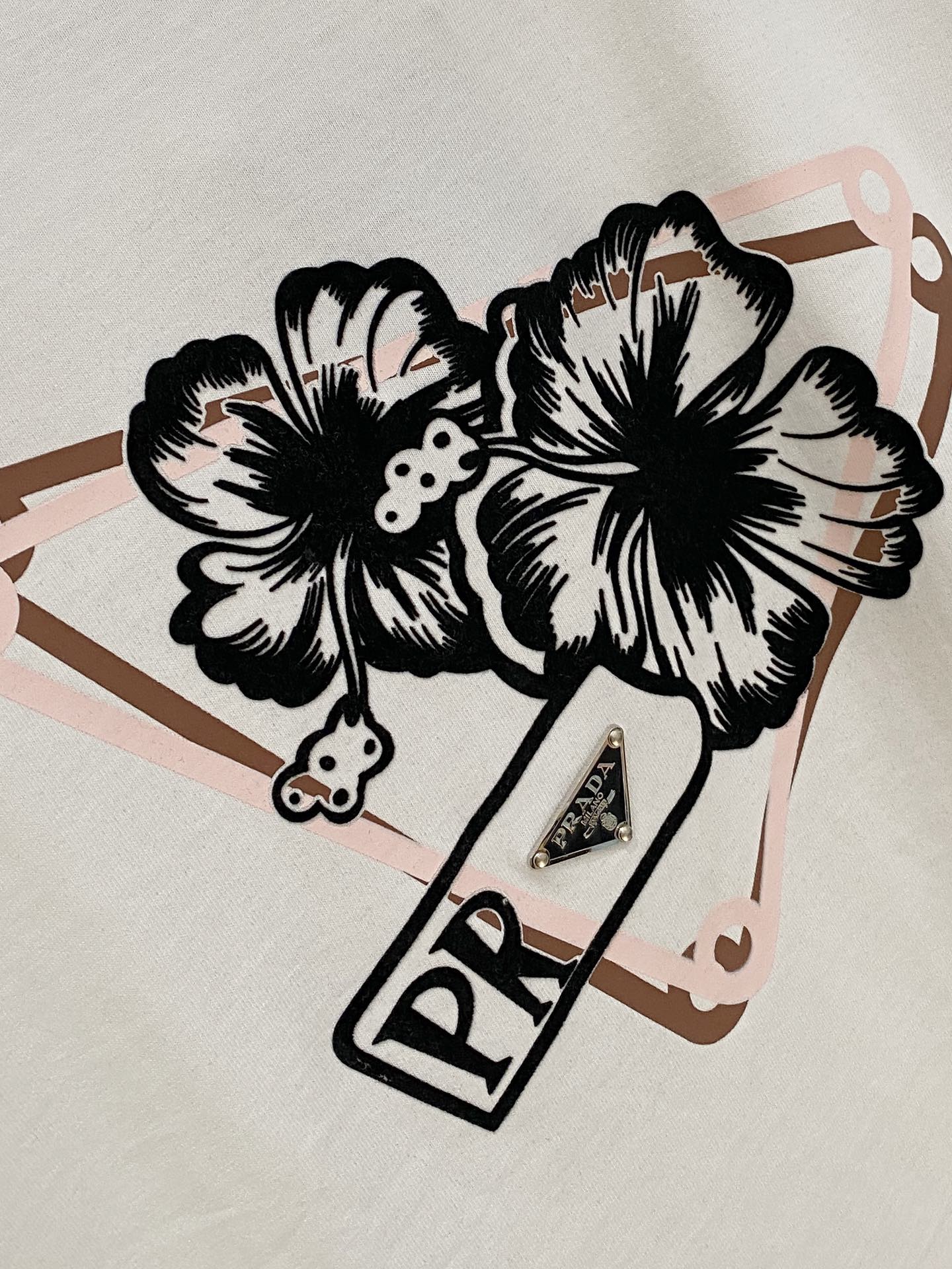 Prada Men's White Cotton T-Shirt with Hibiscus Print, Short Sleeve, Round Neck 4 i1735998723 9690 5
