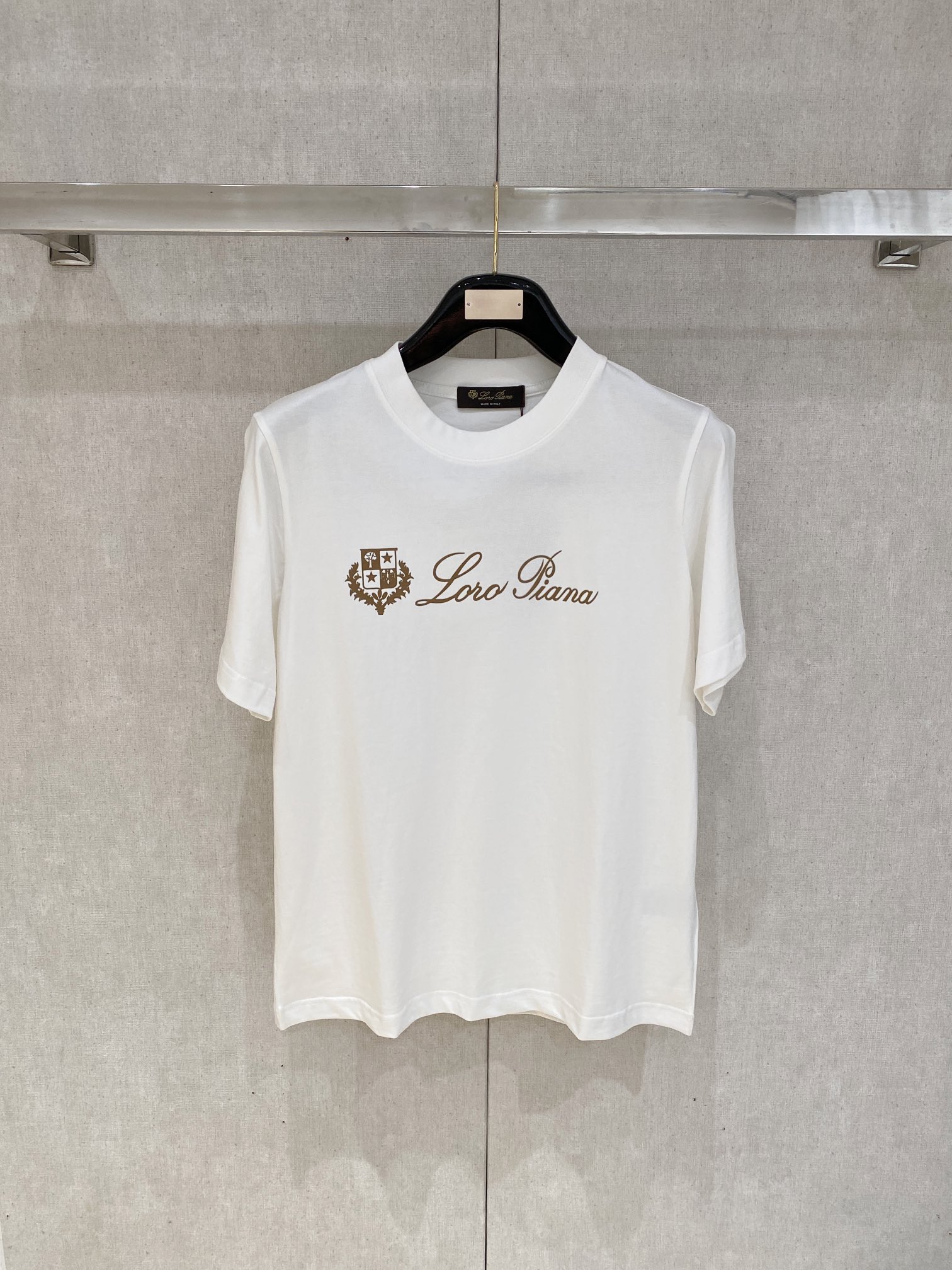 Loro Piana Men's White Cotton Short Sleeve T-Shirt with Logo (S-2XL) 1 i1735998742 3314 2
