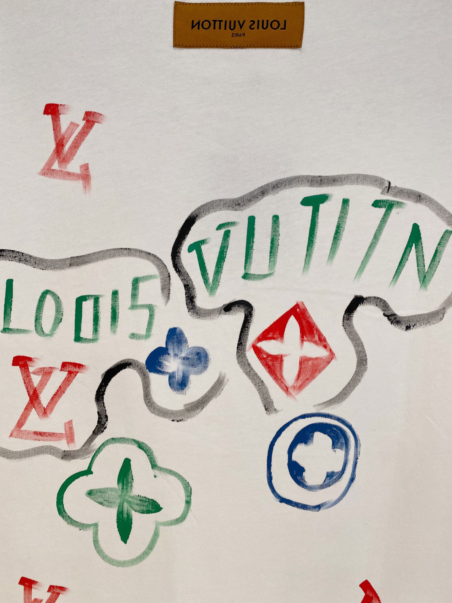 🌾退换# 路易威*LV 春夏新款首发专柜最新款短袖圆领T恤 手绘工艺 高端订制 设计前卫时尚！品牌log