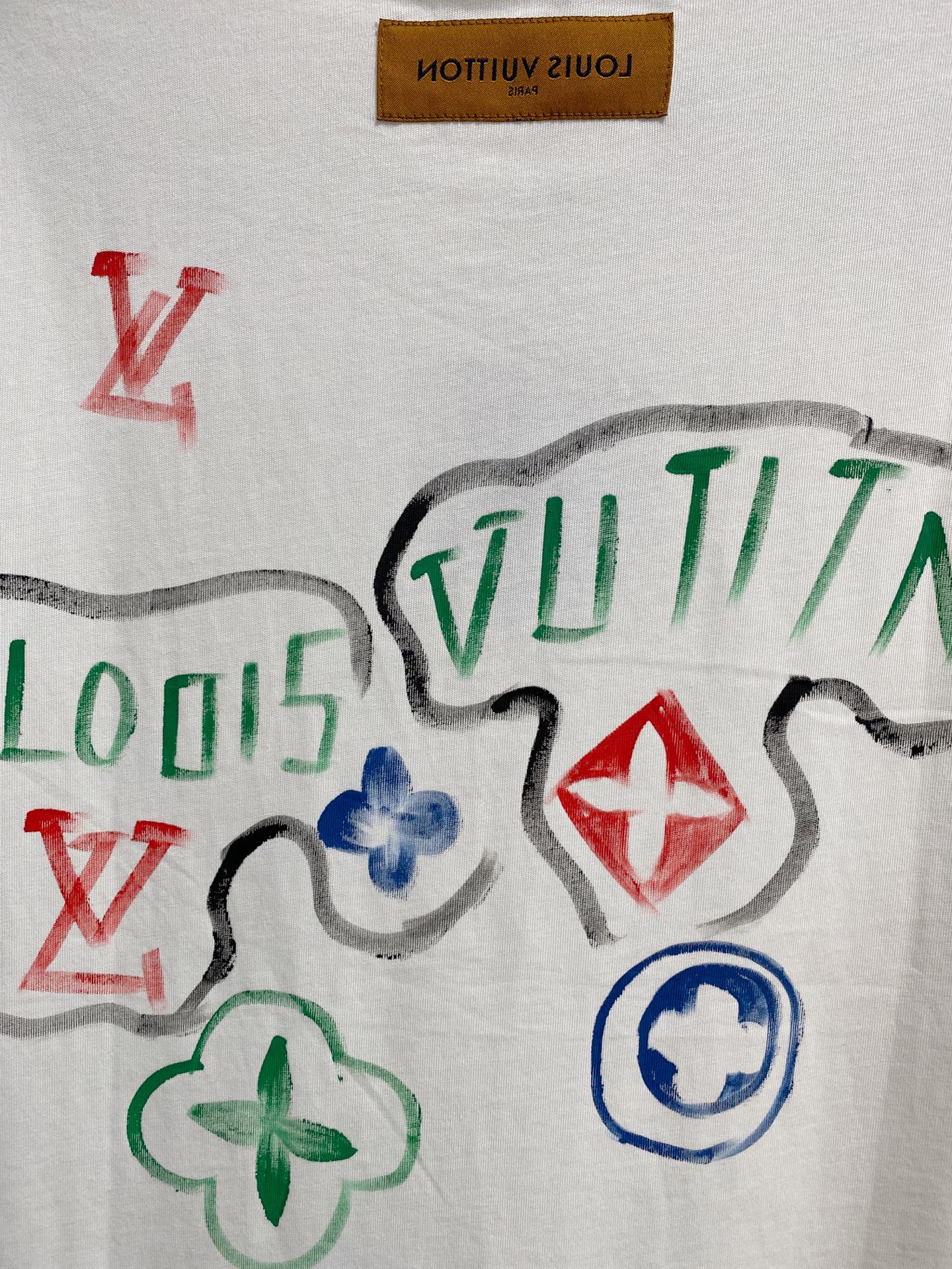  路易威*1V 25SS春夏新款首发专柜最新款短袖圆领T恤 手绘高端订制 设计前卫时尚！品牌logo重工