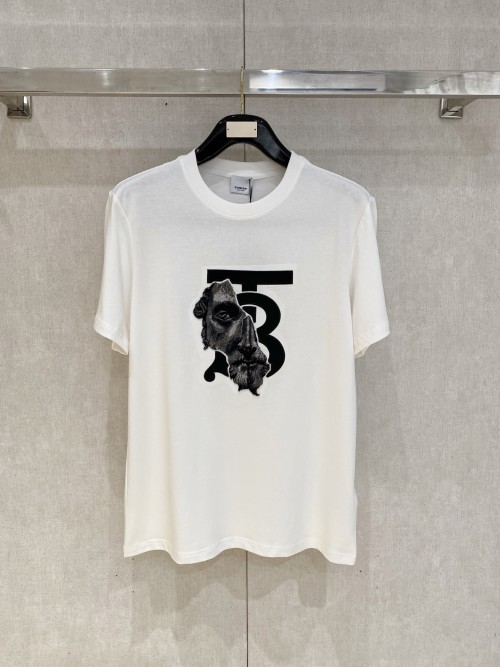 Burberry Men's White Short Sleeve T-Shirt with Graphic Logo Print 1 Burberry Men's White Short Sleeve T-Shirt with Graphic Logo Print