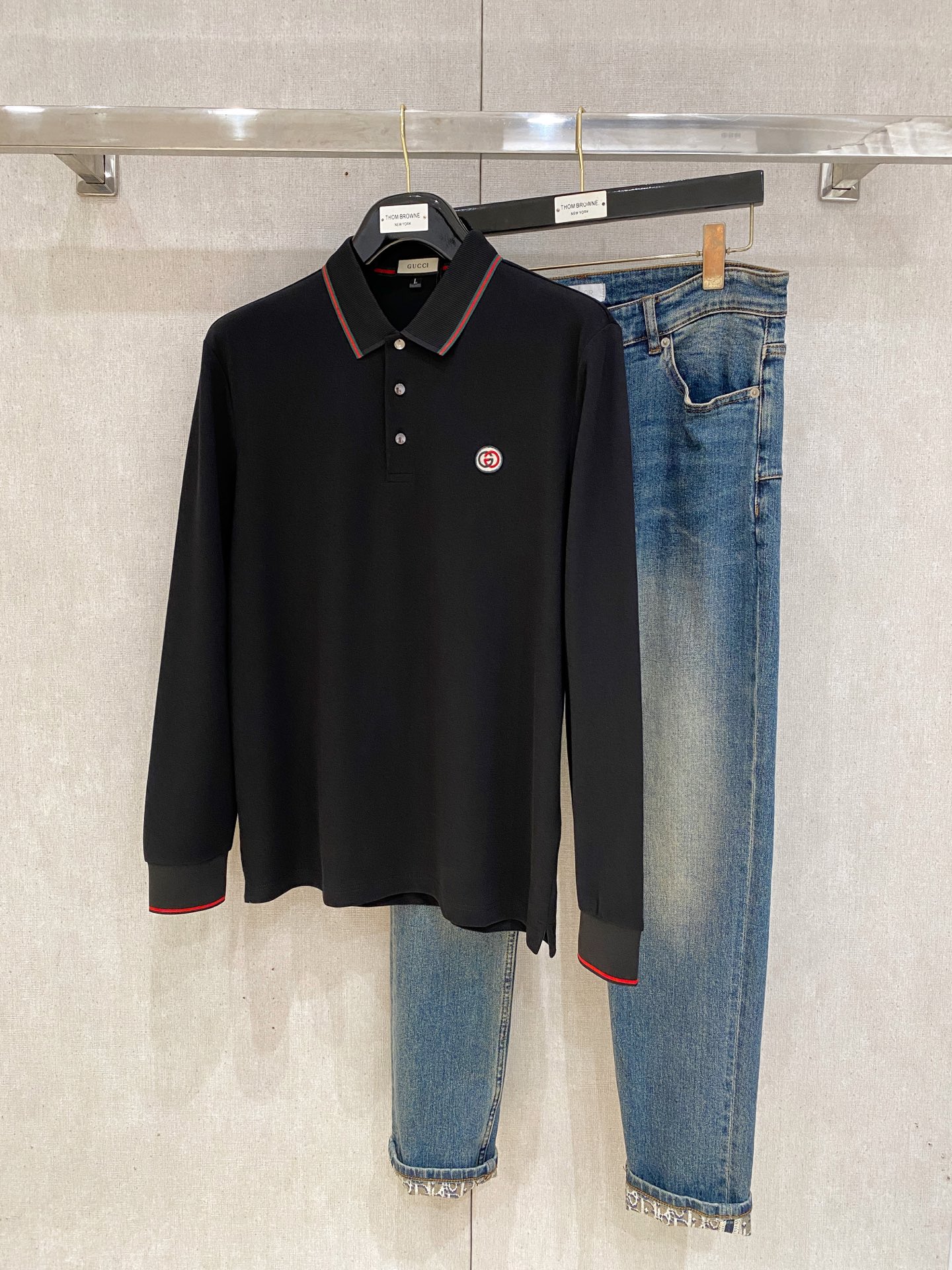 开春新品 古驰 𝟏𝟎𝟎%新疆长绒棉 面料柔软舒适透气𝟮𝟬25 秋冬 限量款长袖Polo系列𝗦𝗜𝗭𝗘：𝗠-