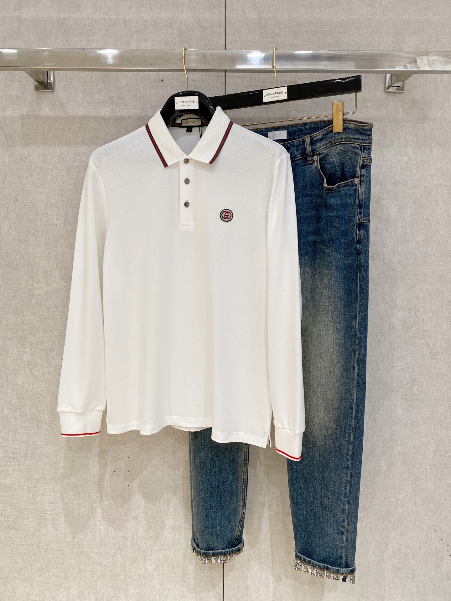 开春新品 古驰 𝟏𝟎𝟎%新疆长绒棉 面料柔软舒适透气𝟮𝟬25 秋冬 限量款长袖Polo系列𝗦𝗜𝗭𝗘：𝗠-