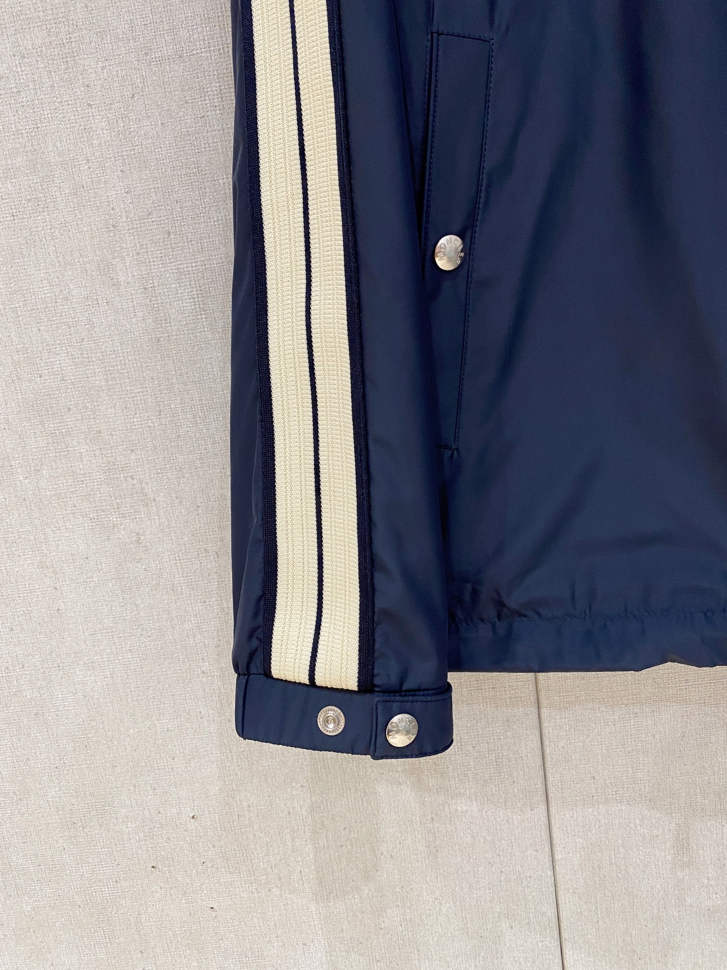 Moncler Men's Navy Hooded Jacket with Striped Sleeves - Casual Style 8 i1753712981031 8789 0 6