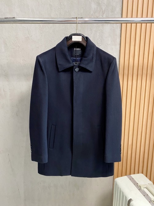 Zegna Men's Classic Two-Button Business Casual Slim Fit Wool Coat 1 Zegna Men's Classic Two-Button Business Casual Slim Fit Wool Coat