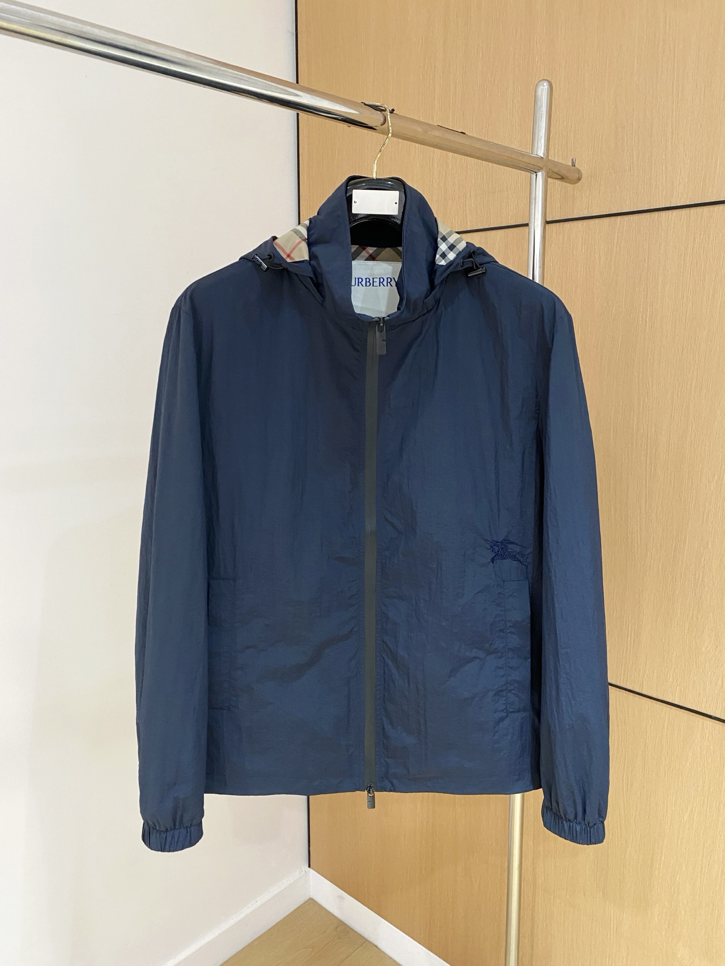 Burberry Navy Hooded Zip Jacket