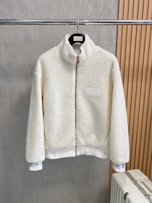 Louis Vuitton Monogram Jacquard Fleece Jacket with Leather Patch 5 Louis Vuitton Monogram Jacquard Fleece Jacket with Leather Patch
