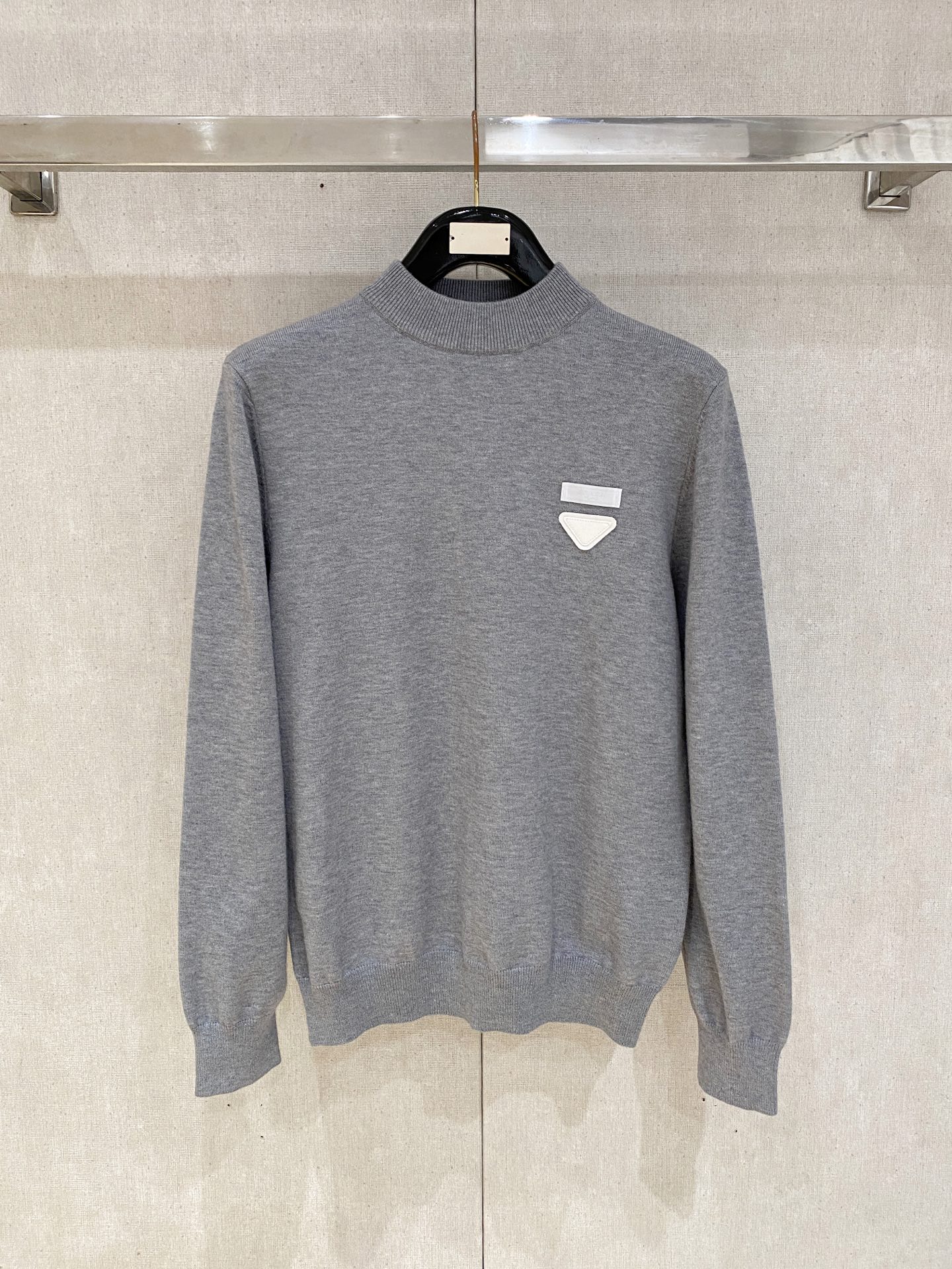 Prada Gray Logo Crew Neck Sweater