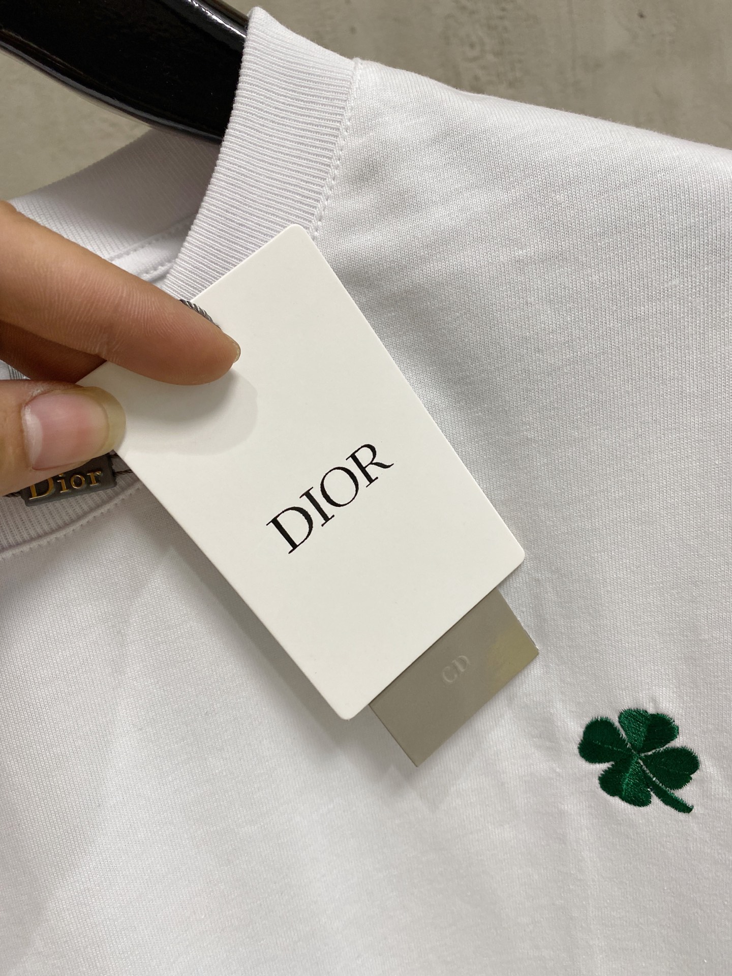 Dior Clover Embroidery Short Sleeve T-Shirt
