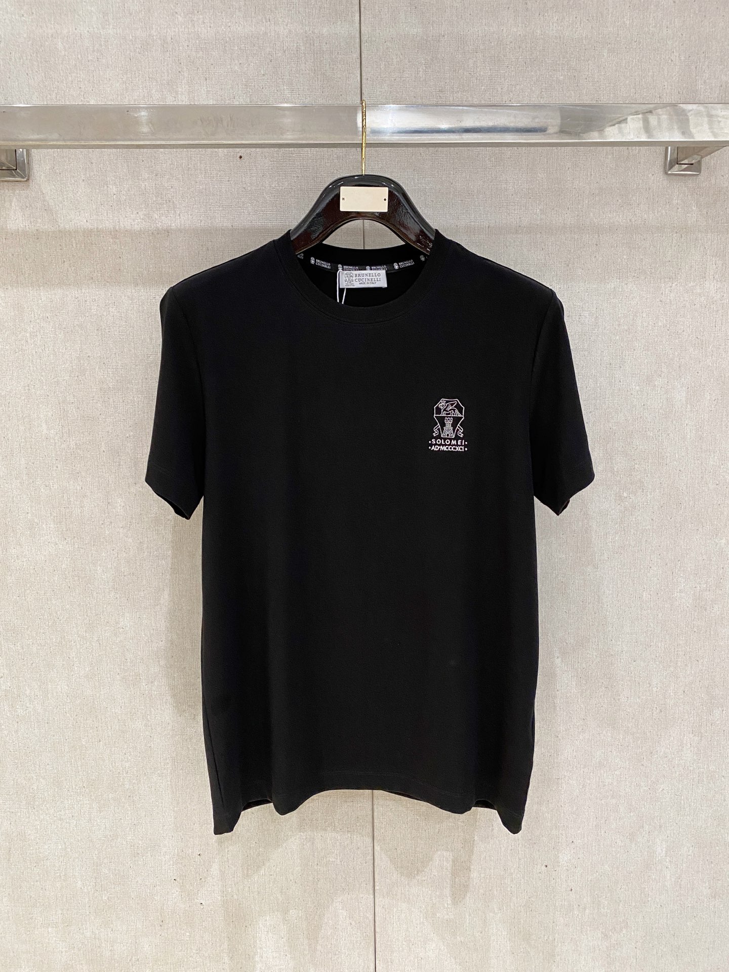 Brunello Cucinelli Black Chest Logo T-Shirt