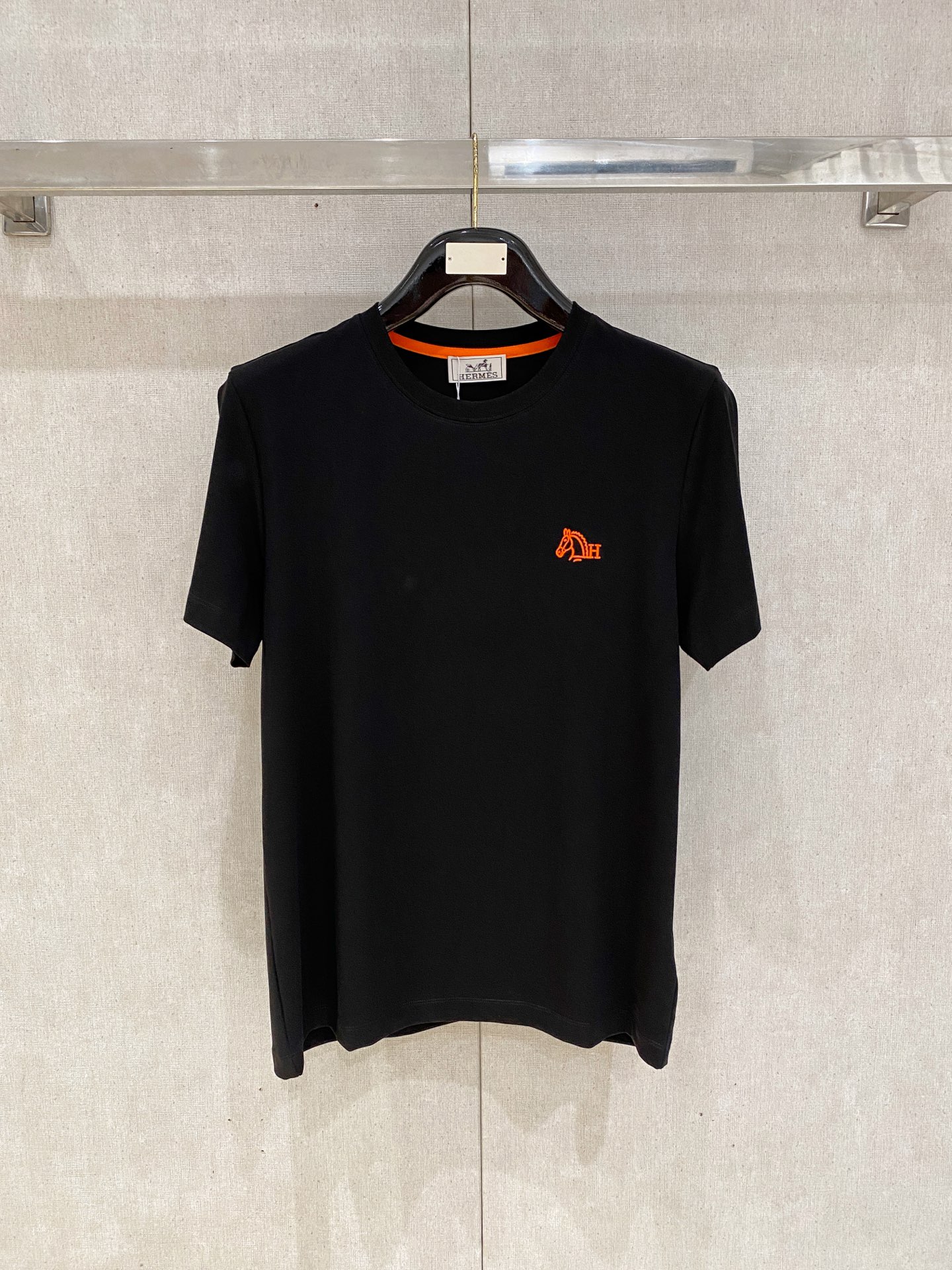 Hermes Black Chest Logo T-Shirt