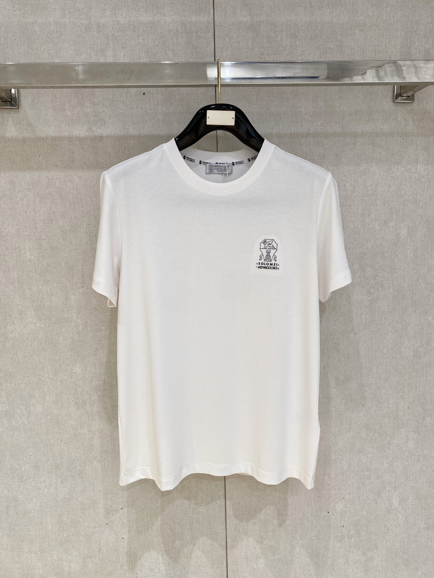 Brunello Cucinelli White Chest Logo T-Shirt