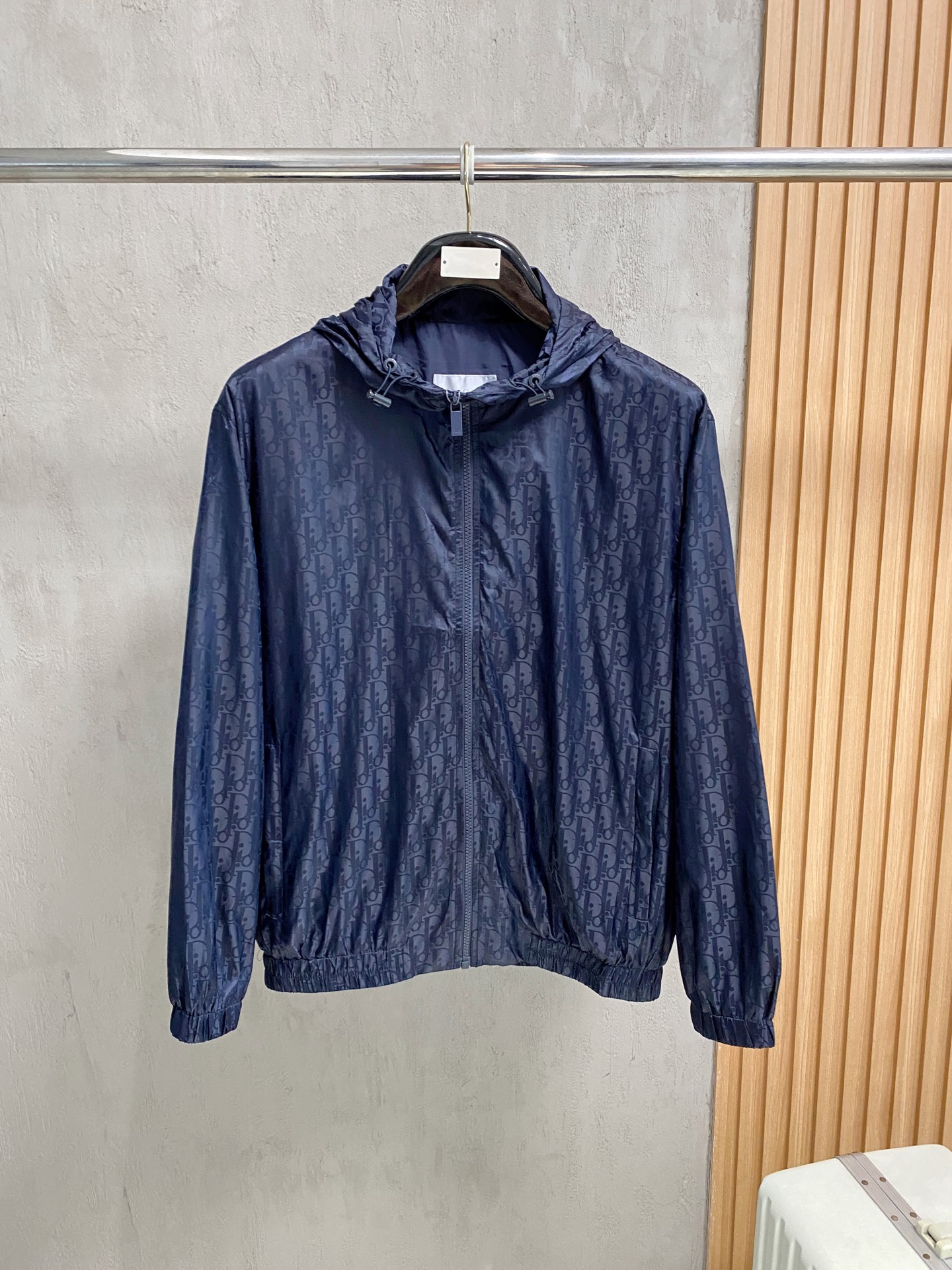 Dior Oblique Print Hooded Windbreaker Jacket