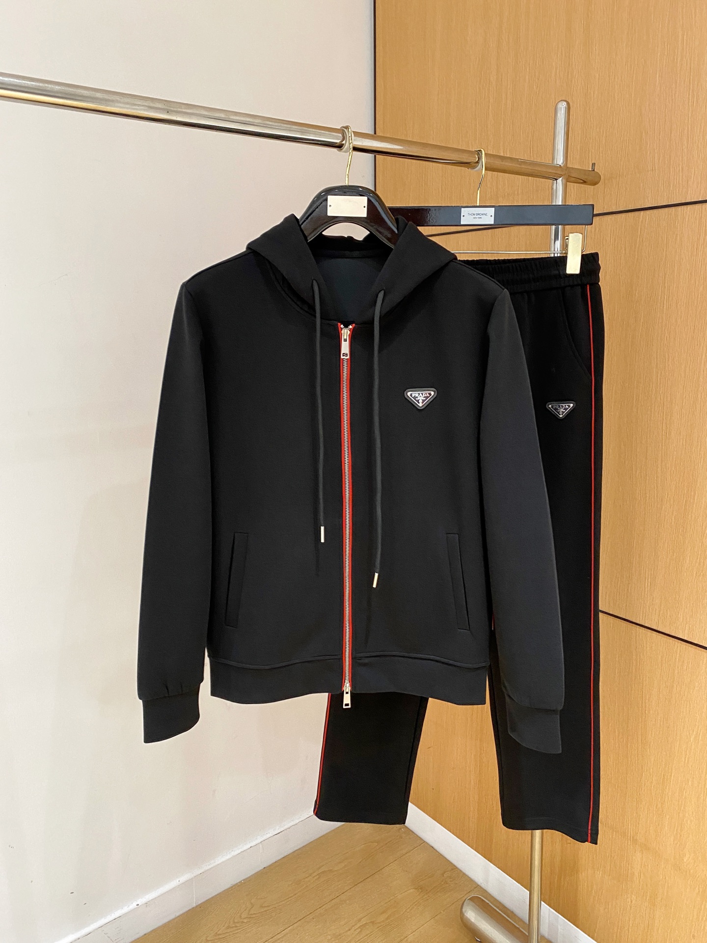 Prada Black Zip Hoodie and Pants Set