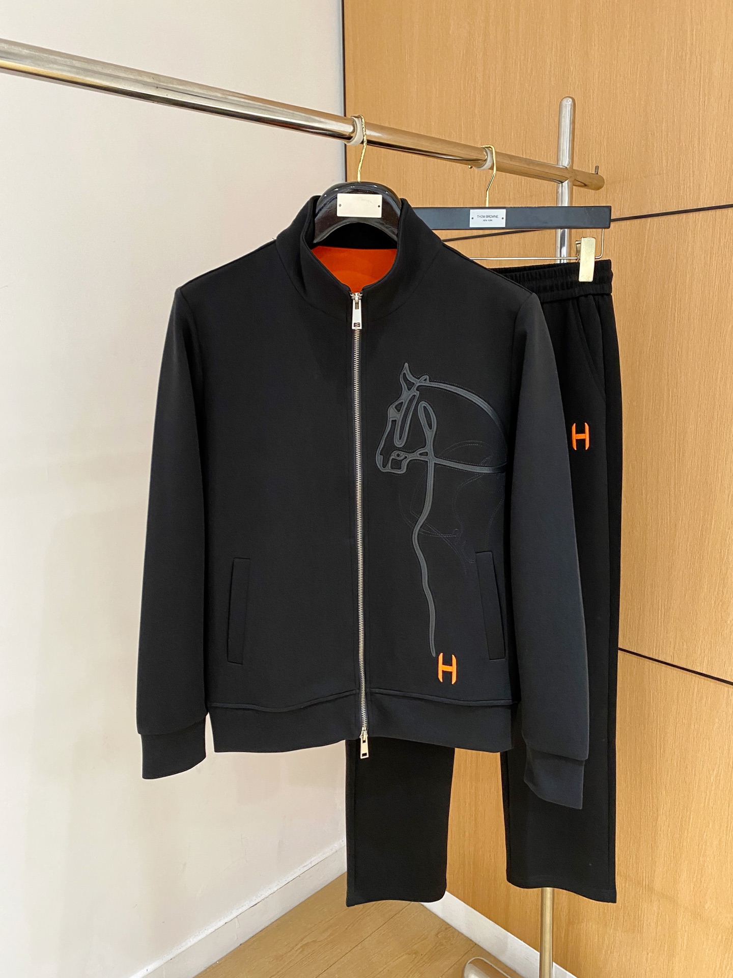 Hermes Black Horse Graphic Jacket and Pants Set