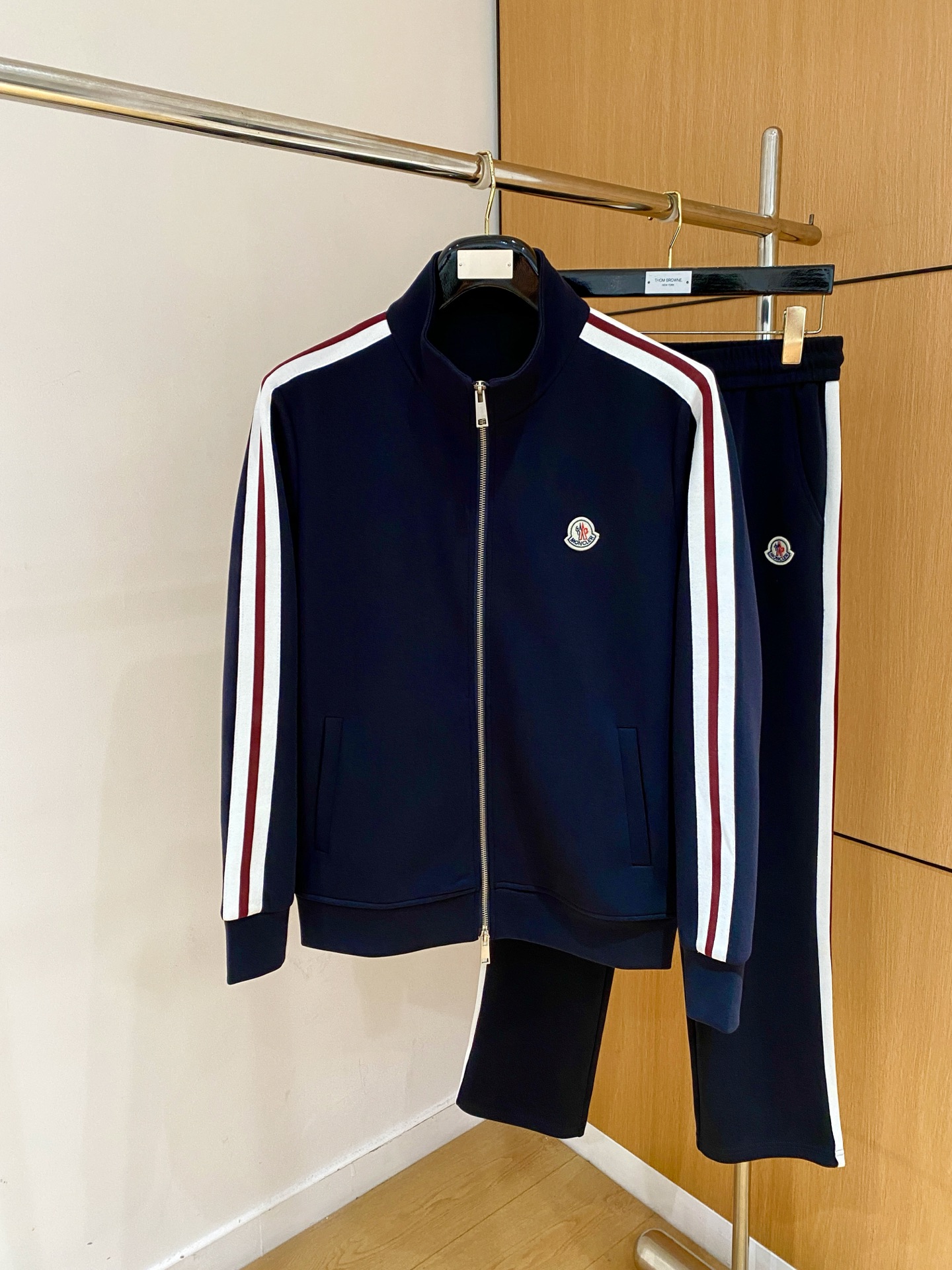 Moncler Navy Striped Jacket and Pants Set