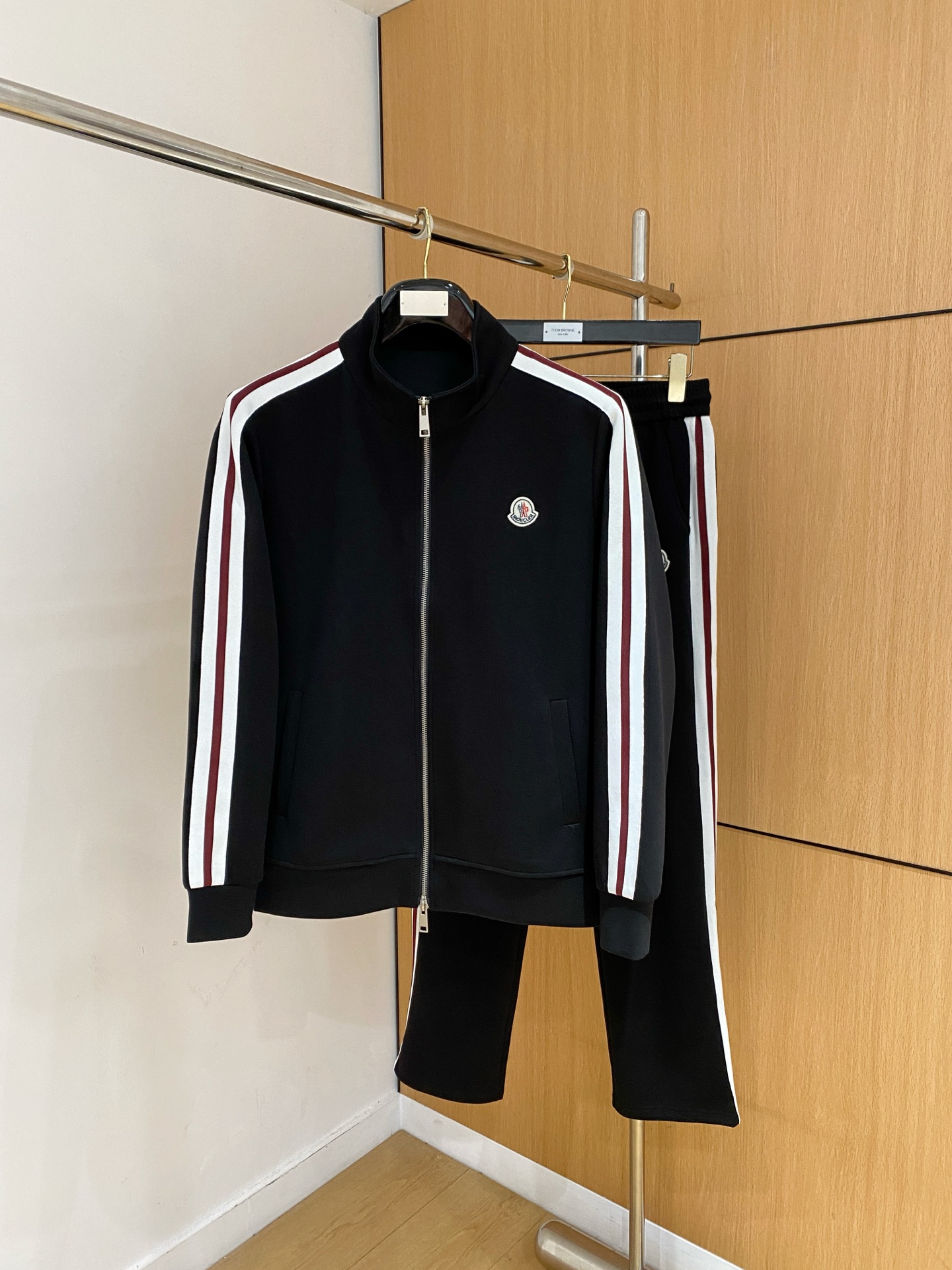 Moncler Black Striped Jacket and Pants Set
